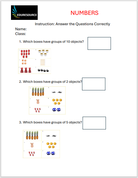 Numbers Worksheet