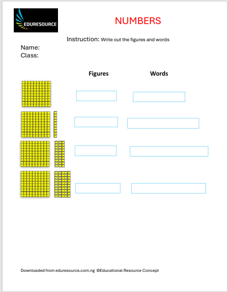 Numbers Worksheet